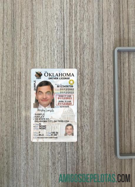 EUA Oklahoma Carteira de motorista menor de 21 anos 2020 presente fotolook frente modelo